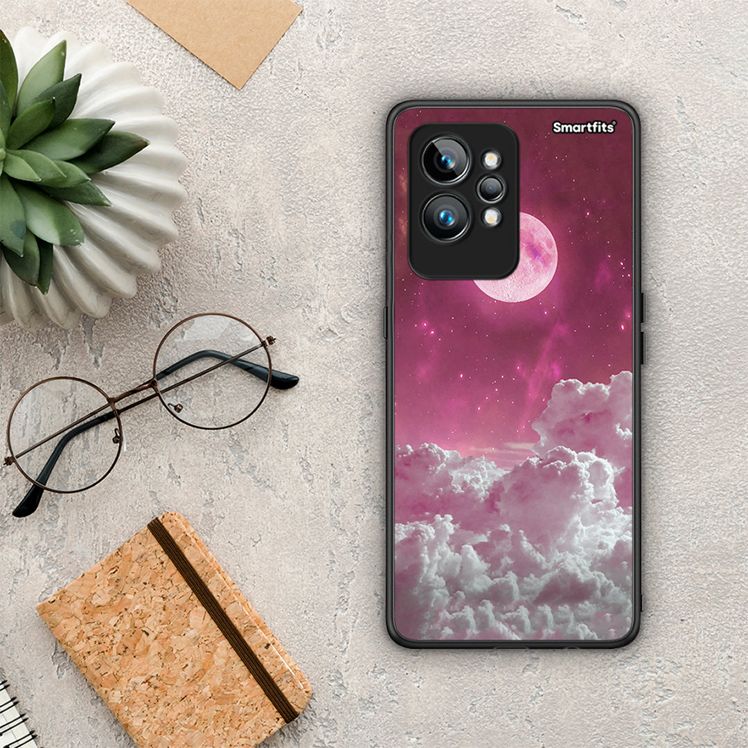 Θήκη Realme GT2 Pink Moon από τη Smartfits με σχέδιο στο πίσω μέρος και μαύρο περίβλημα | Realme GT2 Pink Moon Case with Colorful Back and Black Bezels