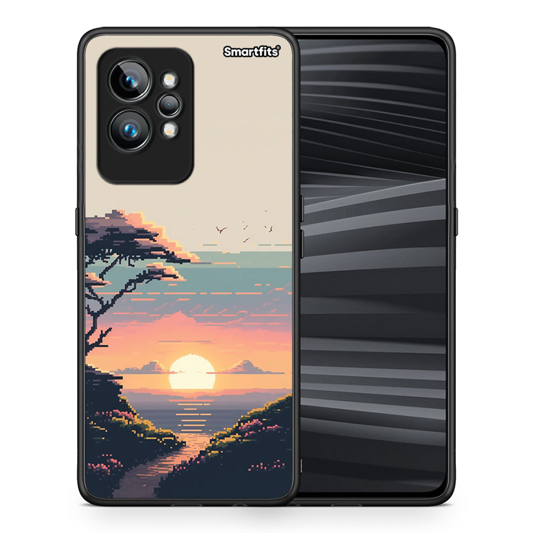 Θήκη Realme GT2 Pro Pixel Sunset από τη Smartfits με σχέδιο στο πίσω μέρος και μαύρο περίβλημα | Realme GT2 Pro Pixel Sunset Case with Colorful Back and Black Bezels