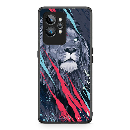 Θήκη Realme GT2 PopArt Lion Designer από τη Smartfits με σχέδιο στο πίσω μέρος και μαύρο περίβλημα | Realme GT2 PopArt Lion Designer Case with Colorful Back and Black Bezels