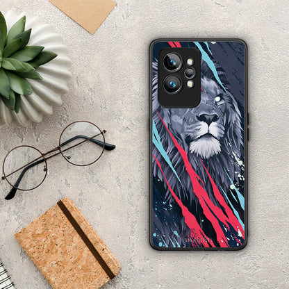 Θήκη Realme GT2 PopArt Lion Designer από τη Smartfits με σχέδιο στο πίσω μέρος και μαύρο περίβλημα | Realme GT2 PopArt Lion Designer Case with Colorful Back and Black Bezels