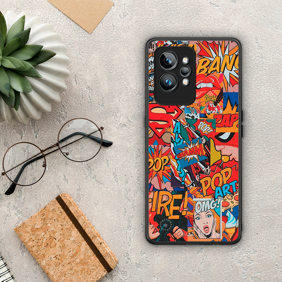 Θήκη Realme GT2 PopArt OMG από τη Smartfits με σχέδιο στο πίσω μέρος και μαύρο περίβλημα | Realme GT2 PopArt OMG Case with Colorful Back and Black Bezels