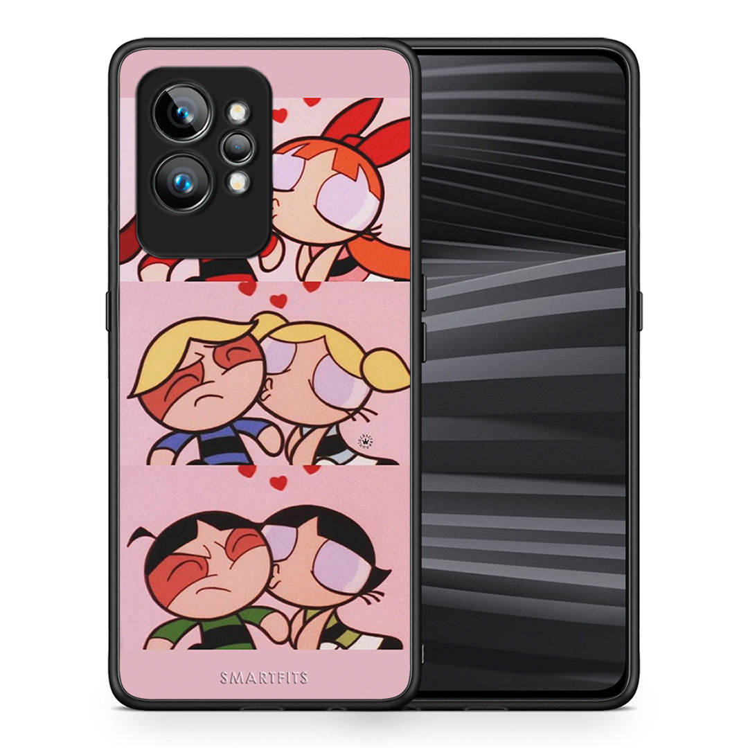 Θήκη Realme GT2 Puff Love από τη Smartfits με σχέδιο στο πίσω μέρος και μαύρο περίβλημα | Realme GT2 Puff Love Case with Colorful Back and Black Bezels