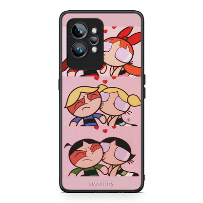 Θήκη Realme GT2 Puff Love από τη Smartfits με σχέδιο στο πίσω μέρος και μαύρο περίβλημα | Realme GT2 Puff Love Case with Colorful Back and Black Bezels