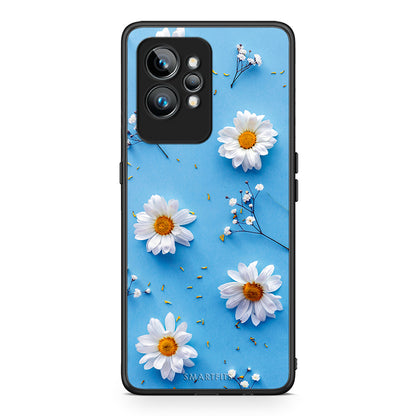 Θήκη Realme GT2 Real Daisies από τη Smartfits με σχέδιο στο πίσω μέρος και μαύρο περίβλημα | Realme GT2 Real Daisies Case with Colorful Back and Black Bezels