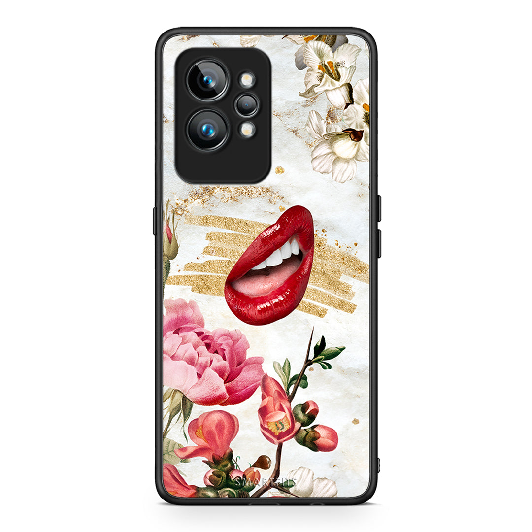 Θήκη Realme GT2 Red Lips από τη Smartfits με σχέδιο στο πίσω μέρος και μαύρο περίβλημα | Realme GT2 Red Lips Case with Colorful Back and Black Bezels