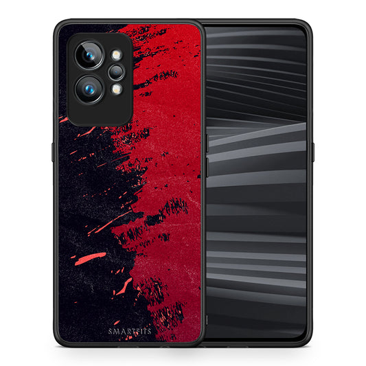 Θήκη Realme GT2 Red Paint από τη Smartfits με σχέδιο στο πίσω μέρος και μαύρο περίβλημα | Realme GT2 Red Paint Case with Colorful Back and Black Bezels