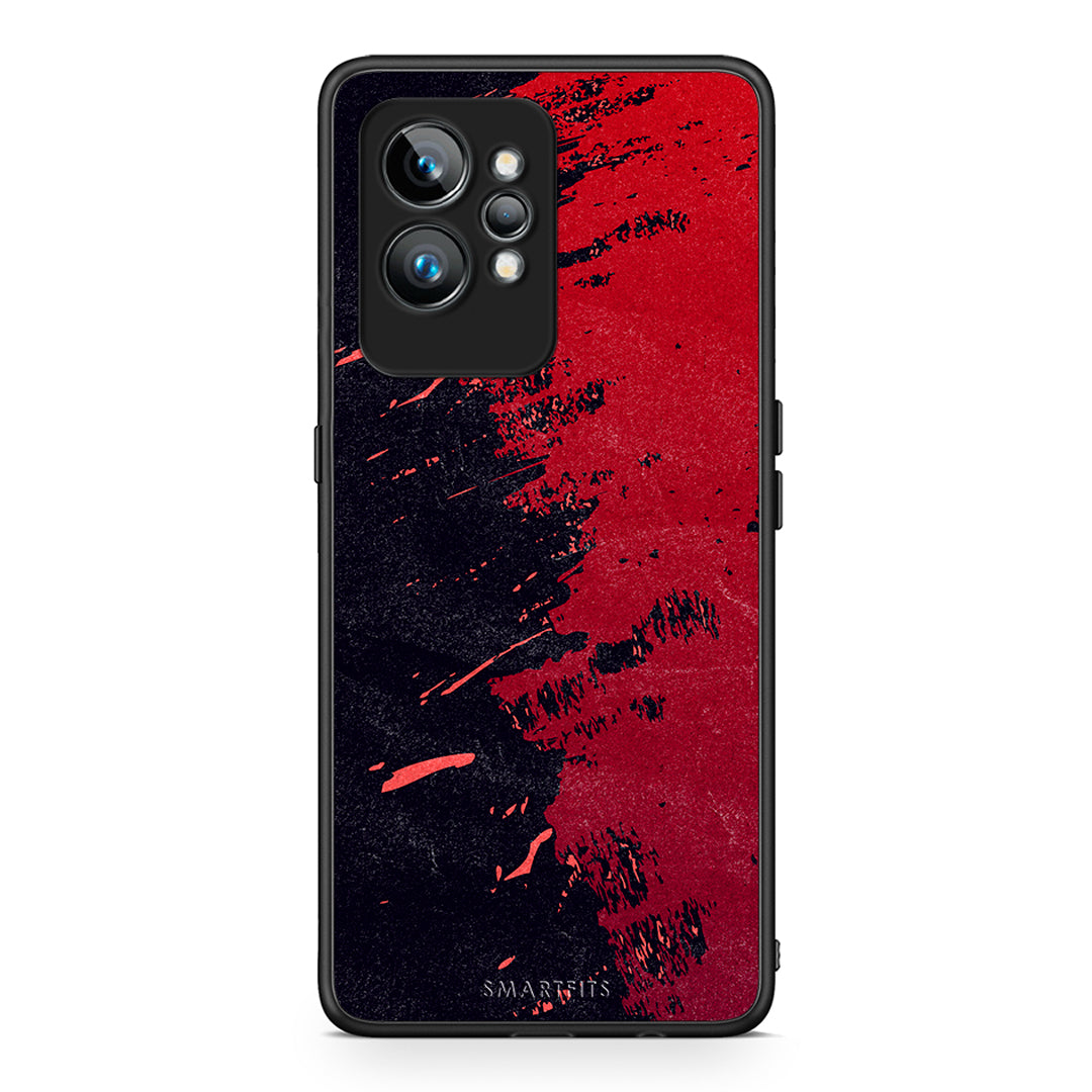 Θήκη Realme GT2 Red Paint από τη Smartfits με σχέδιο στο πίσω μέρος και μαύρο περίβλημα | Realme GT2 Red Paint Case with Colorful Back and Black Bezels