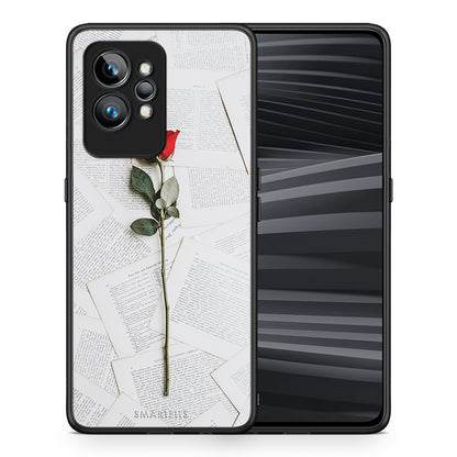 Θήκη Realme GT2 Red Rose από τη Smartfits με σχέδιο στο πίσω μέρος και μαύρο περίβλημα | Realme GT2 Red Rose Case with Colorful Back and Black Bezels
