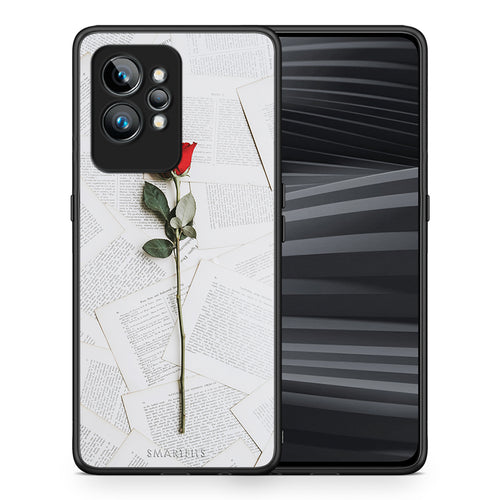Θήκη Realme GT2 Red Rose από τη Smartfits με σχέδιο στο πίσω μέρος και μαύρο περίβλημα | Realme GT2 Red Rose Case with Colorful Back and Black Bezels