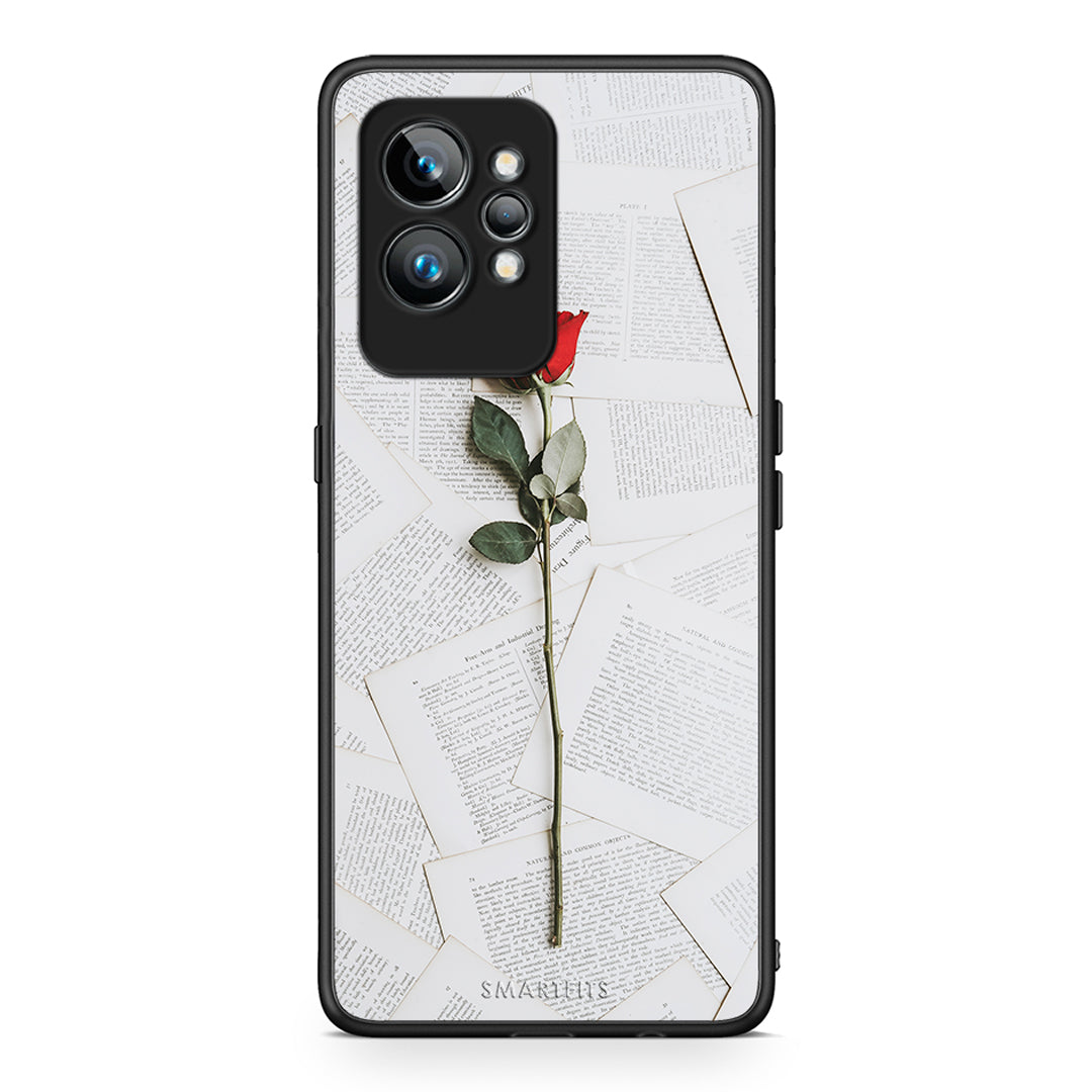 Θήκη Realme GT2 Red Rose από τη Smartfits με σχέδιο στο πίσω μέρος και μαύρο περίβλημα | Realme GT2 Red Rose Case with Colorful Back and Black Bezels