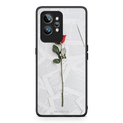 Θήκη Realme GT2 Red Rose από τη Smartfits με σχέδιο στο πίσω μέρος και μαύρο περίβλημα | Realme GT2 Red Rose Case with Colorful Back and Black Bezels