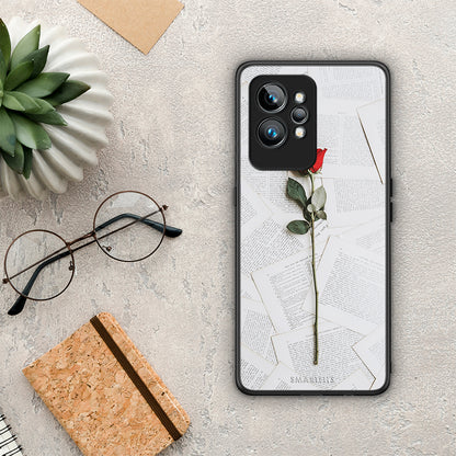 Θήκη Realme GT2 Red Rose από τη Smartfits με σχέδιο στο πίσω μέρος και μαύρο περίβλημα | Realme GT2 Red Rose Case with Colorful Back and Black Bezels