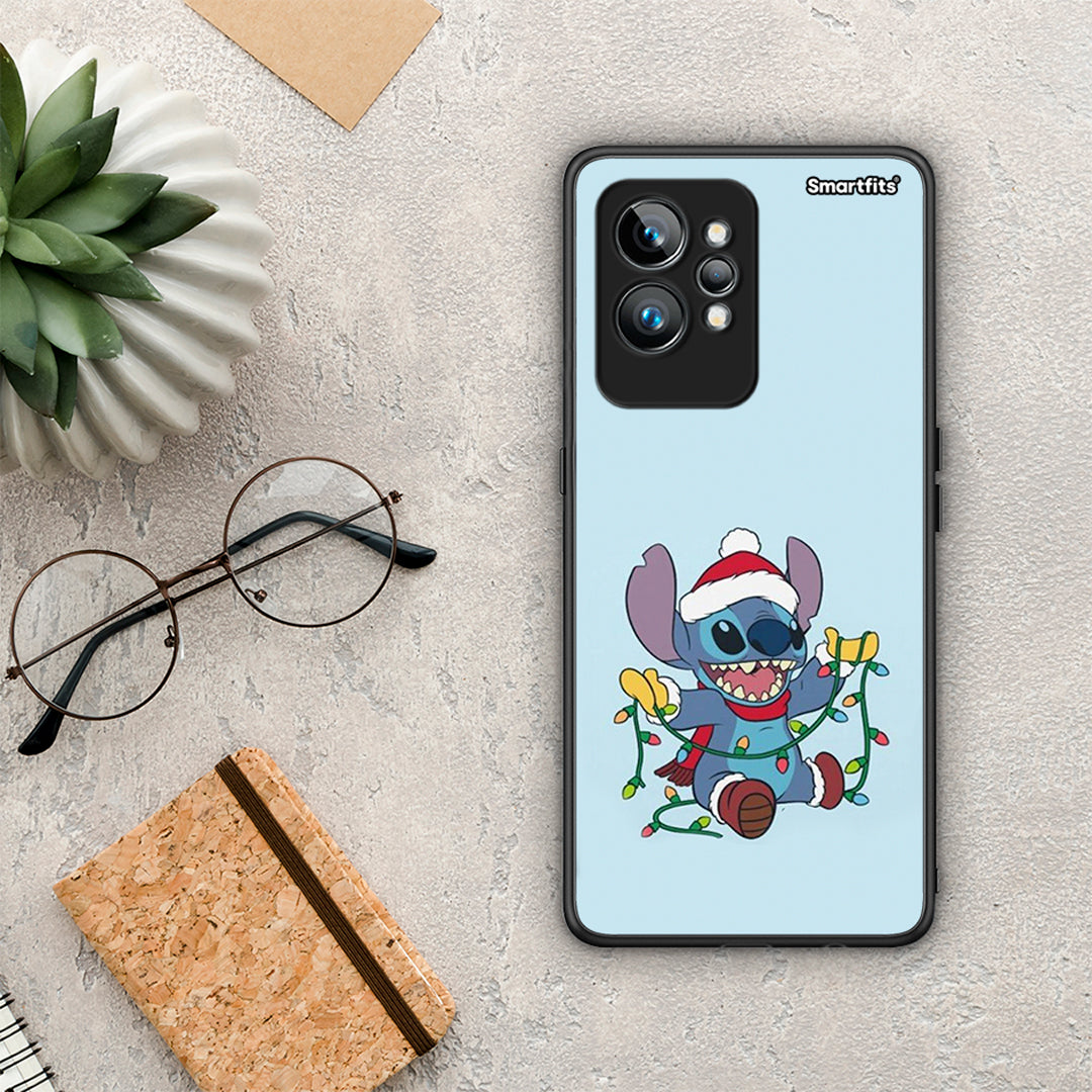 Θήκη Realme GT2 Pro Santa Stich από τη Smartfits με σχέδιο στο πίσω μέρος και μαύρο περίβλημα | Realme GT2 Pro Santa Stich Case with Colorful Back and Black Bezels