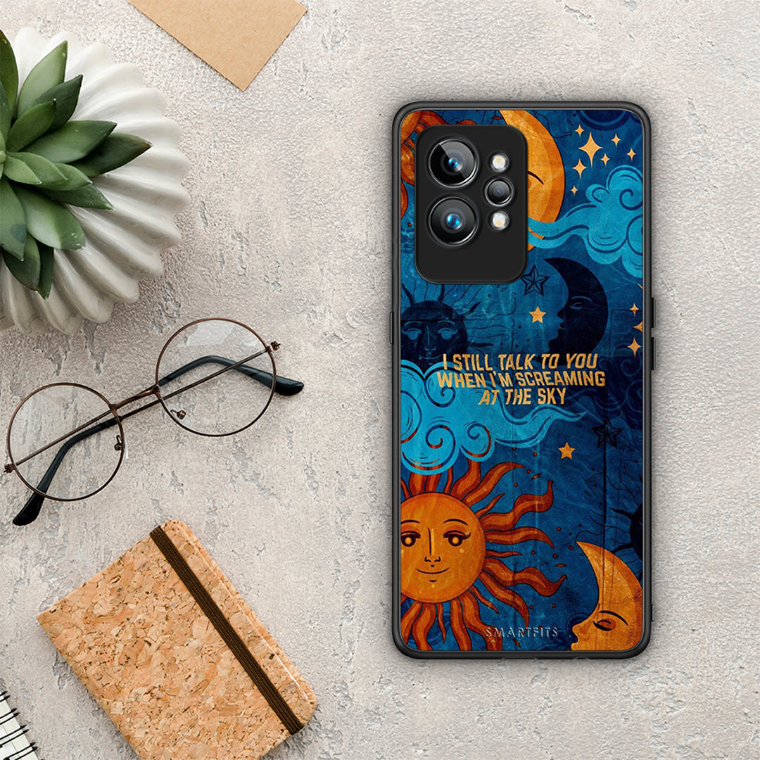 Θήκη Realme GT2 Screaming Sky από τη Smartfits με σχέδιο στο πίσω μέρος και μαύρο περίβλημα | Realme GT2 Screaming Sky Case with Colorful Back and Black Bezels