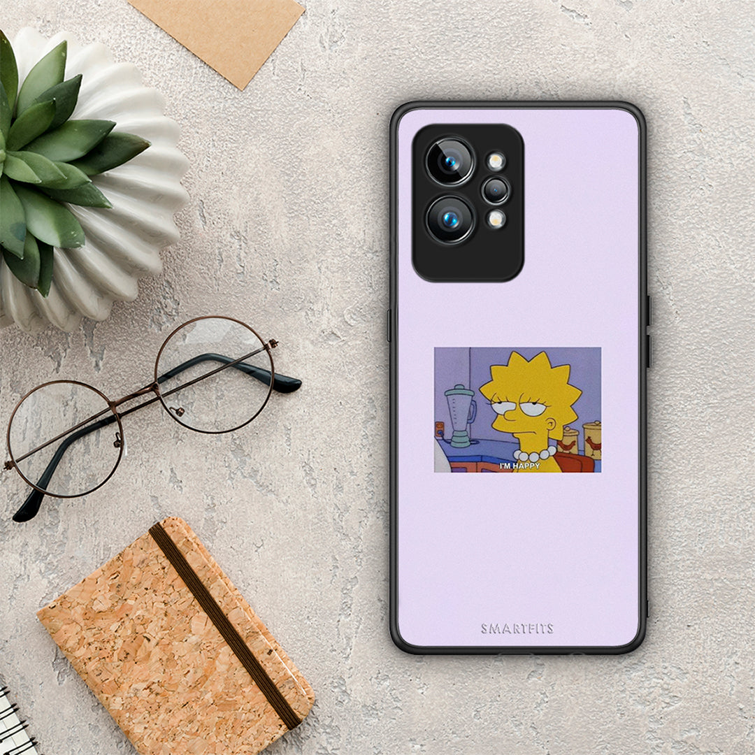 Θήκη Realme GT2 So Happy από τη Smartfits με σχέδιο στο πίσω μέρος και μαύρο περίβλημα | Realme GT2 So Happy Case with Colorful Back and Black Bezels