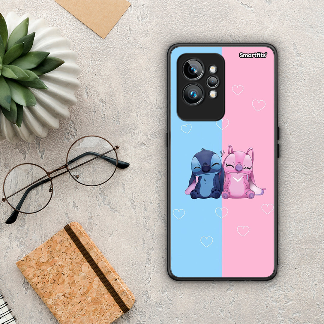 Θήκη Realme GT2 Pro Stitch And Angel από τη Smartfits με σχέδιο στο πίσω μέρος και μαύρο περίβλημα | Realme GT2 Pro Stitch And Angel Case with Colorful Back and Black Bezels