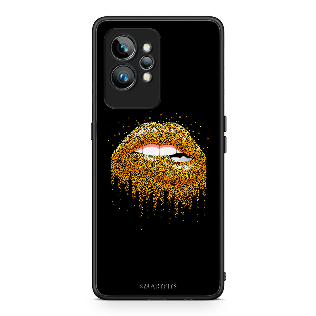 Θήκη Realme GT2 Valentine Golden από τη Smartfits με σχέδιο στο πίσω μέρος και μαύρο περίβλημα | Realme GT2 Valentine Golden Case with Colorful Back and Black Bezels