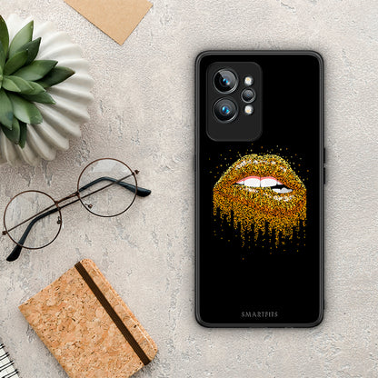 Θήκη Realme GT2 Valentine Golden από τη Smartfits με σχέδιο στο πίσω μέρος και μαύρο περίβλημα | Realme GT2 Valentine Golden Case with Colorful Back and Black Bezels