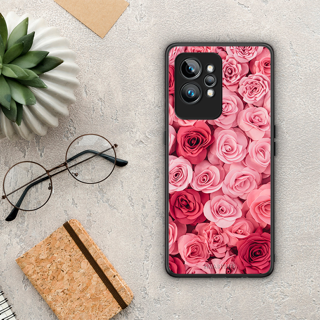Θήκη Realme GT2 Valentine RoseGarden από τη Smartfits με σχέδιο στο πίσω μέρος και μαύρο περίβλημα | Realme GT2 Valentine RoseGarden Case with Colorful Back and Black Bezels