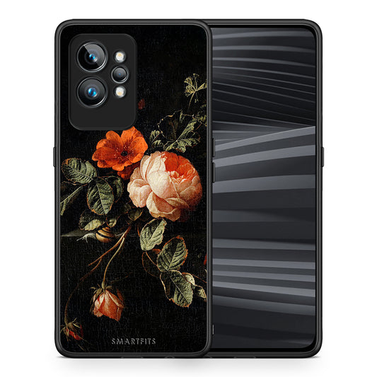 Θήκη Realme GT2 Pro Vintage Roses από τη Smartfits με σχέδιο στο πίσω μέρος και μαύρο περίβλημα | Realme GT2 Pro Vintage Roses Case with Colorful Back and Black Bezels