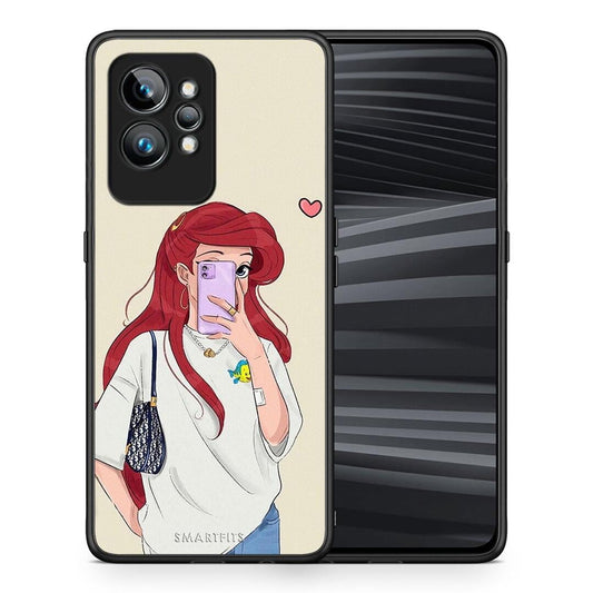 Θήκη Realme GT2 Walking Mermaid από τη Smartfits με σχέδιο στο πίσω μέρος και μαύρο περίβλημα | Realme GT2 Walking Mermaid Case with Colorful Back and Black Bezels