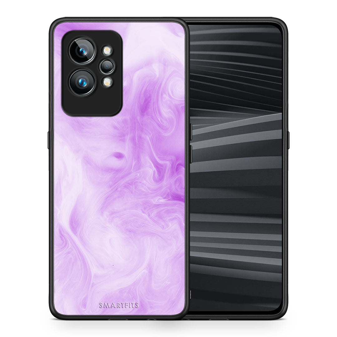 Θήκη Realme GT2 Watercolor Lavender από τη Smartfits με σχέδιο στο πίσω μέρος και μαύρο περίβλημα | Realme GT2 Watercolor Lavender Case with Colorful Back and Black Bezels