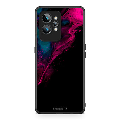 Θήκη Realme GT2 Watercolor Pink Black από τη Smartfits με σχέδιο στο πίσω μέρος και μαύρο περίβλημα | Realme GT2 Watercolor Pink Black Case with Colorful Back and Black Bezels