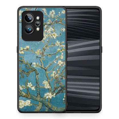 Θήκη Realme GT2 White Blossoms από τη Smartfits με σχέδιο στο πίσω μέρος και μαύρο περίβλημα | Realme GT2 White Blossoms Case with Colorful Back and Black Bezels