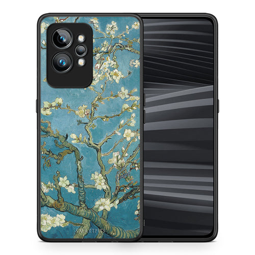 Θήκη Realme GT2 White Blossoms από τη Smartfits με σχέδιο στο πίσω μέρος και μαύρο περίβλημα | Realme GT2 White Blossoms Case with Colorful Back and Black Bezels