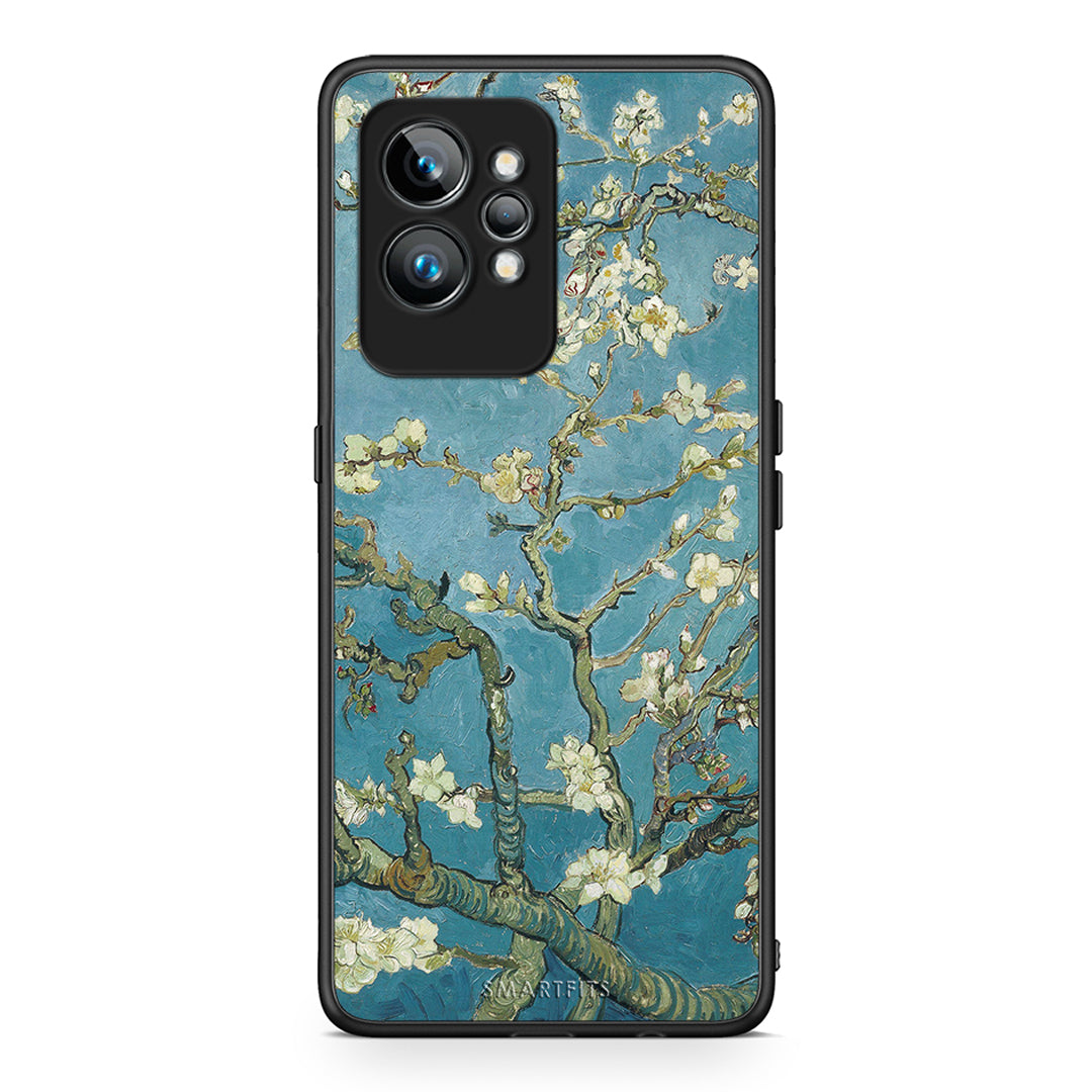 Θήκη Realme GT2 White Blossoms από τη Smartfits με σχέδιο στο πίσω μέρος και μαύρο περίβλημα | Realme GT2 White Blossoms Case with Colorful Back and Black Bezels