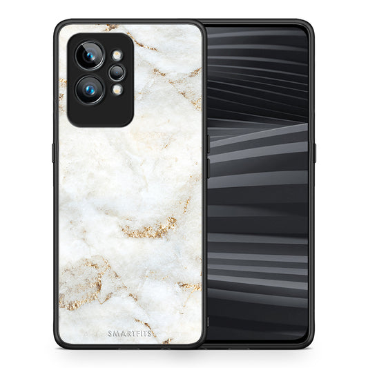 Θήκη Realme GT2 Pro White Gold Marble από τη Smartfits με σχέδιο στο πίσω μέρος και μαύρο περίβλημα | Realme GT2 Pro White Gold Marble Case with Colorful Back and Black Bezels
