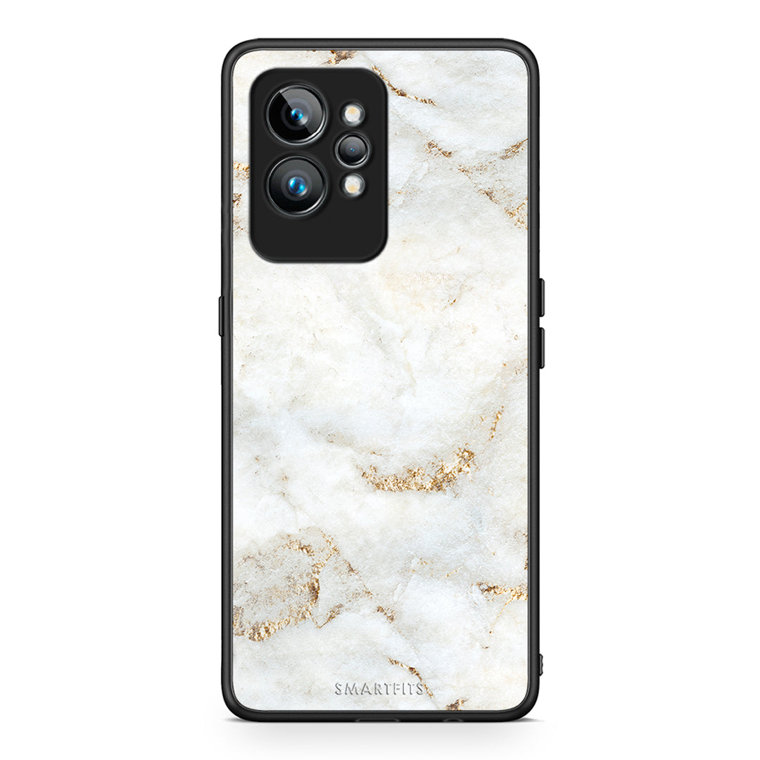 Θήκη Realme GT2 White Gold Marble από τη Smartfits με σχέδιο στο πίσω μέρος και μαύρο περίβλημα | Realme GT2 White Gold Marble Case with Colorful Back and Black Bezels