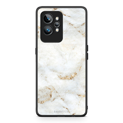 Θήκη Realme GT2 White Gold Marble από τη Smartfits με σχέδιο στο πίσω μέρος και μαύρο περίβλημα | Realme GT2 White Gold Marble Case with Colorful Back and Black Bezels