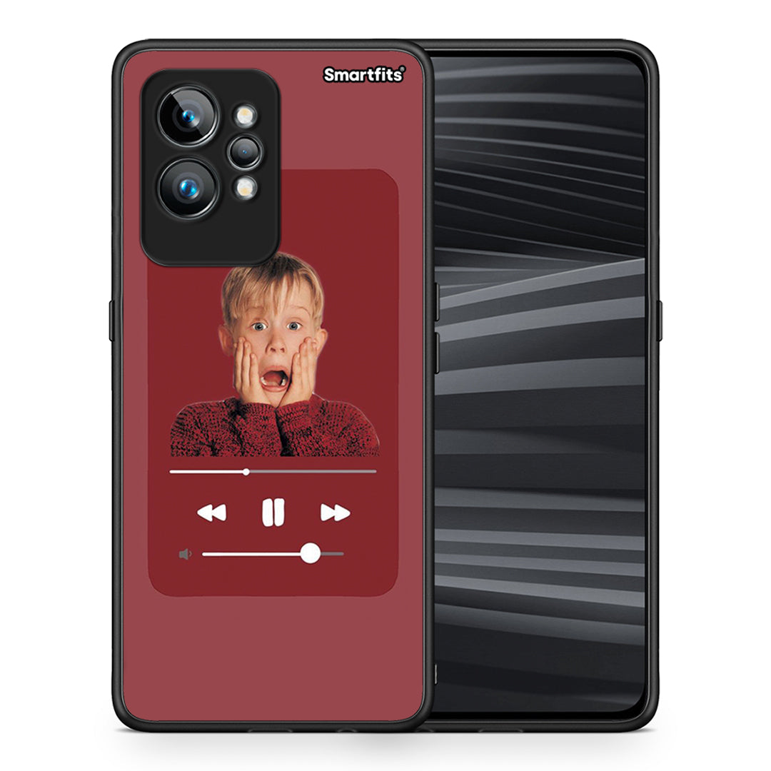 Θήκη Realme GT2 Xmas Alone Music από τη Smartfits με σχέδιο στο πίσω μέρος και μαύρο περίβλημα | Realme GT2 Xmas Alone Music Case with Colorful Back and Black Bezels