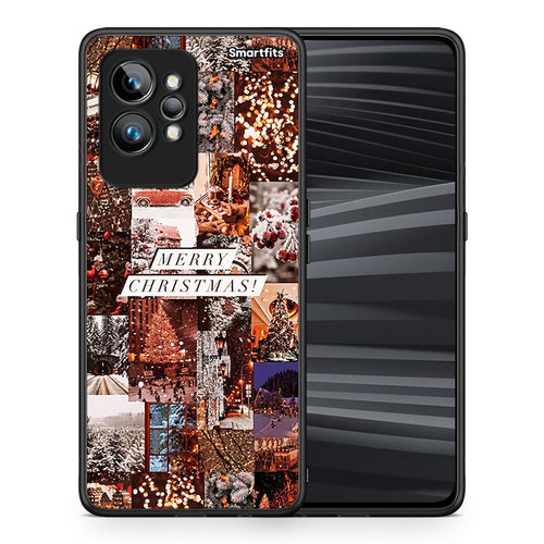 Θήκη Realme GT2 Xmas Collage από τη Smartfits με σχέδιο στο πίσω μέρος και μαύρο περίβλημα | Realme GT2 Xmas Collage Case with Colorful Back and Black Bezels