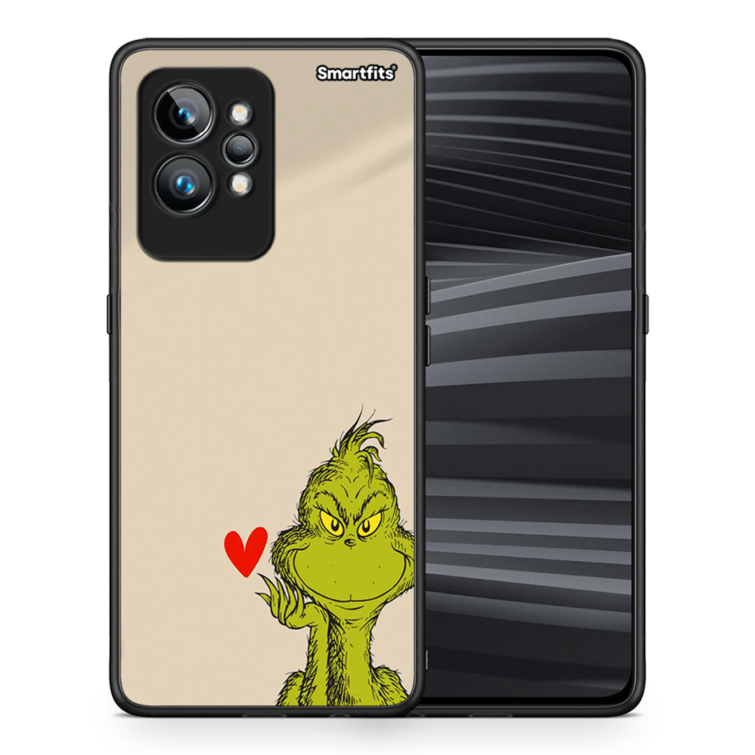 Θήκη Realme GT2 Xmas Grinch από τη Smartfits με σχέδιο στο πίσω μέρος και μαύρο περίβλημα | Realme GT2 Xmas Grinch Case with Colorful Back and Black Bezels