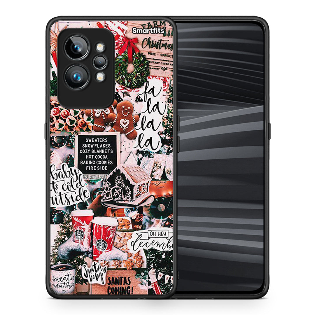 Θήκη Realme GT2 Xmas Habbits από τη Smartfits με σχέδιο στο πίσω μέρος και μαύρο περίβλημα | Realme GT2 Xmas Habbits Case with Colorful Back and Black Bezels