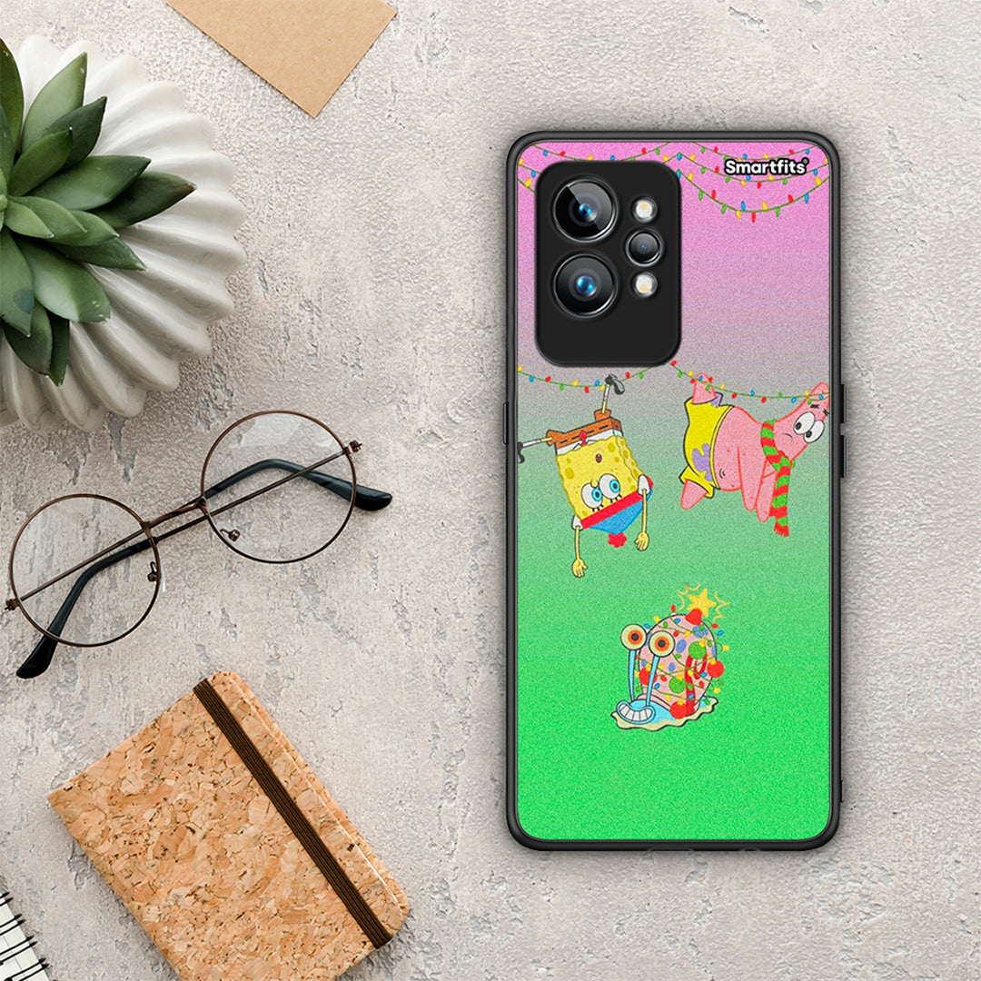 Θήκη Realme GT2 Xmas Lights από τη Smartfits με σχέδιο στο πίσω μέρος και μαύρο περίβλημα | Realme GT2 Xmas Lights Case with Colorful Back and Black Bezels