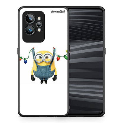 Θήκη Realme GT2 Xmas Minion Lights από τη Smartfits με σχέδιο στο πίσω μέρος και μαύρο περίβλημα | Realme GT2 Xmas Minion Lights Case with Colorful Back and Black Bezels