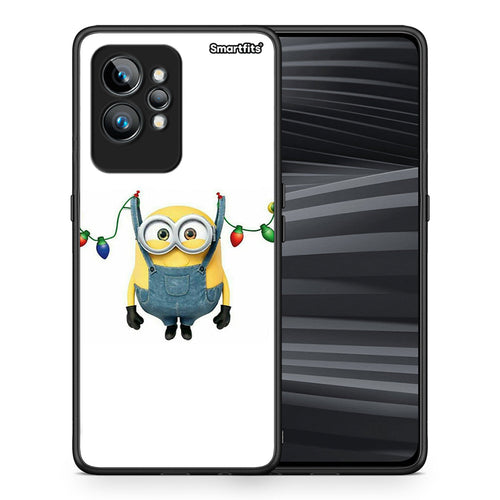 Θήκη Realme GT2 Xmas Minion Lights από τη Smartfits με σχέδιο στο πίσω μέρος και μαύρο περίβλημα | Realme GT2 Xmas Minion Lights Case with Colorful Back and Black Bezels