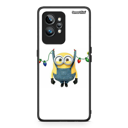 Θήκη Realme GT2 Xmas Minion Lights από τη Smartfits με σχέδιο στο πίσω μέρος και μαύρο περίβλημα | Realme GT2 Xmas Minion Lights Case with Colorful Back and Black Bezels