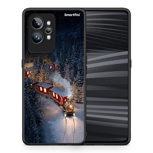 Θήκη Realme GT2 Xmas Train από τη Smartfits με σχέδιο στο πίσω μέρος και μαύρο περίβλημα | Realme GT2 Xmas Train Case with Colorful Back and Black Bezels