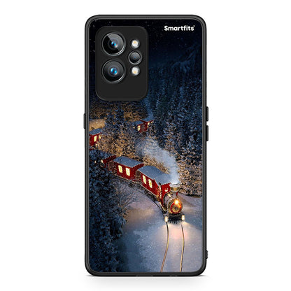 Θήκη Realme GT2 Xmas Train από τη Smartfits με σχέδιο στο πίσω μέρος και μαύρο περίβλημα | Realme GT2 Xmas Train Case with Colorful Back and Black Bezels