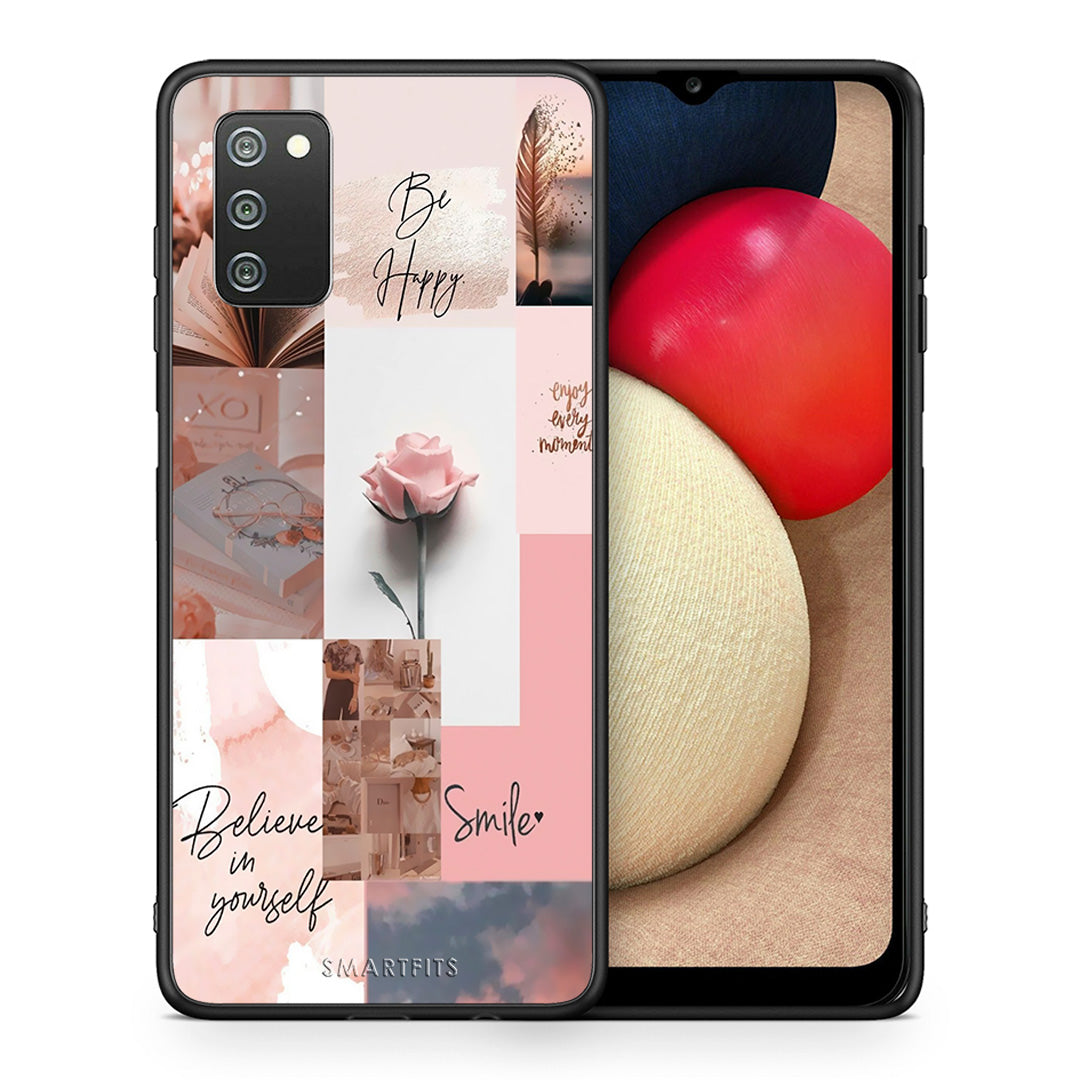 Θήκη Samsung A02s Aesthetic Collage από τη Smartfits με σχέδιο στο πίσω μέρος και μαύρο περίβλημα | Samsung A02s Aesthetic Collage case with colorful back and black bezels