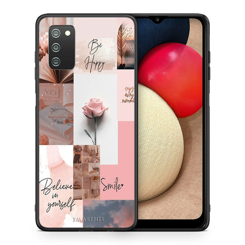 Θήκη Samsung A02s Aesthetic Collage από τη Smartfits με σχέδιο στο πίσω μέρος και μαύρο περίβλημα | Samsung A02s Aesthetic Collage case with colorful back and black bezels