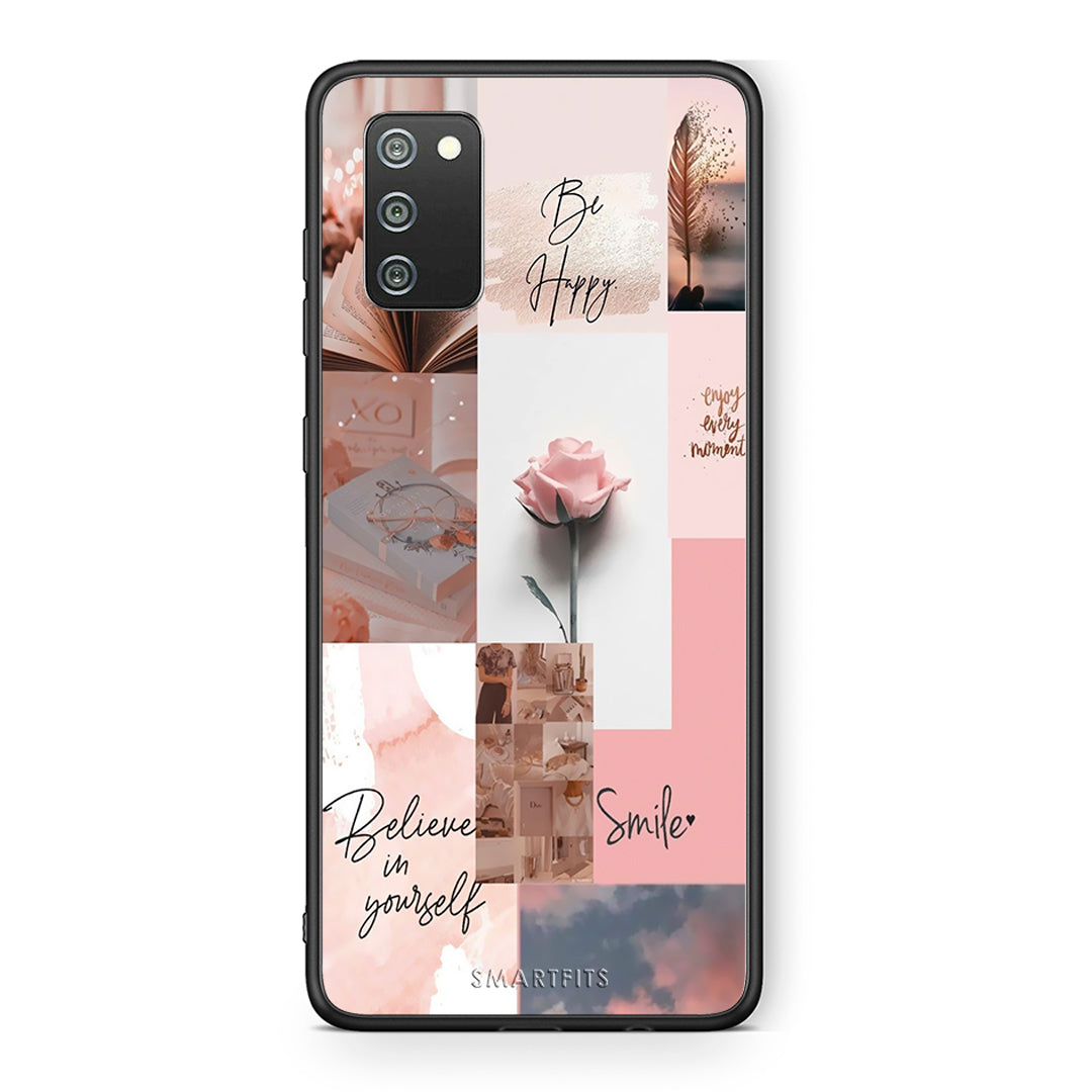 Samsung A02s Aesthetic Collage θήκη από τη Smartfits με σχέδιο στο πίσω μέρος και μαύρο περίβλημα | Smartphone case with colorful back and black bezels by Smartfits