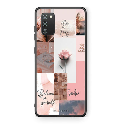 Samsung A02s Aesthetic Collage θήκη από τη Smartfits με σχέδιο στο πίσω μέρος και μαύρο περίβλημα | Smartphone case with colorful back and black bezels by Smartfits