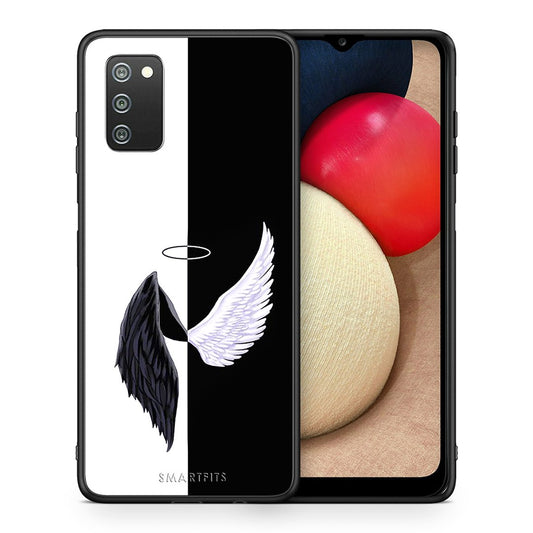 Θήκη Samsung A02s Angels Demons από τη Smartfits με σχέδιο στο πίσω μέρος και μαύρο περίβλημα | Samsung A02s Angels Demons case with colorful back and black bezels