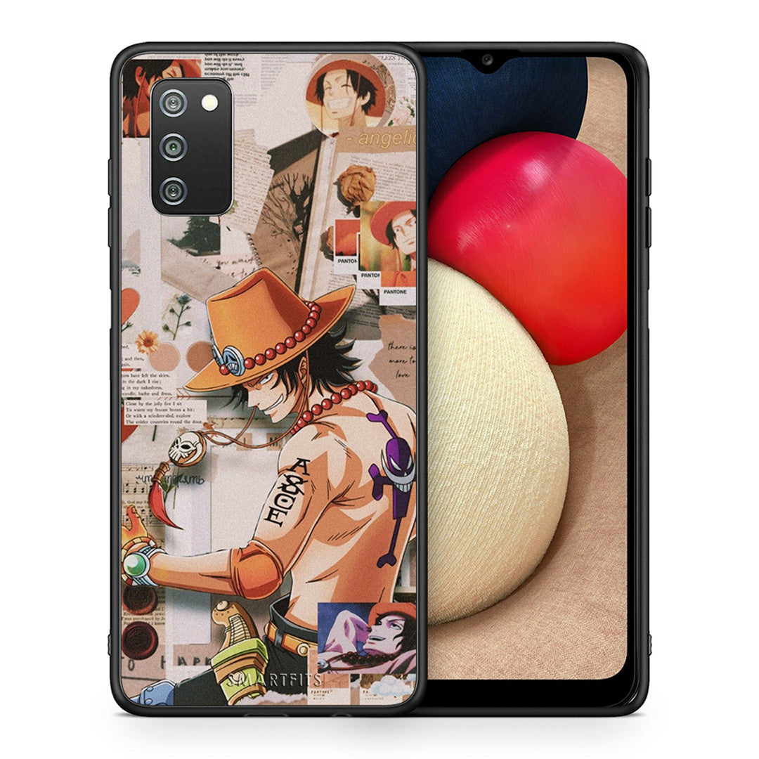 Θήκη Samsung A02s Anime Collage από τη Smartfits με σχέδιο στο πίσω μέρος και μαύρο περίβλημα | Samsung A02s Anime Collage case with colorful back and black bezels