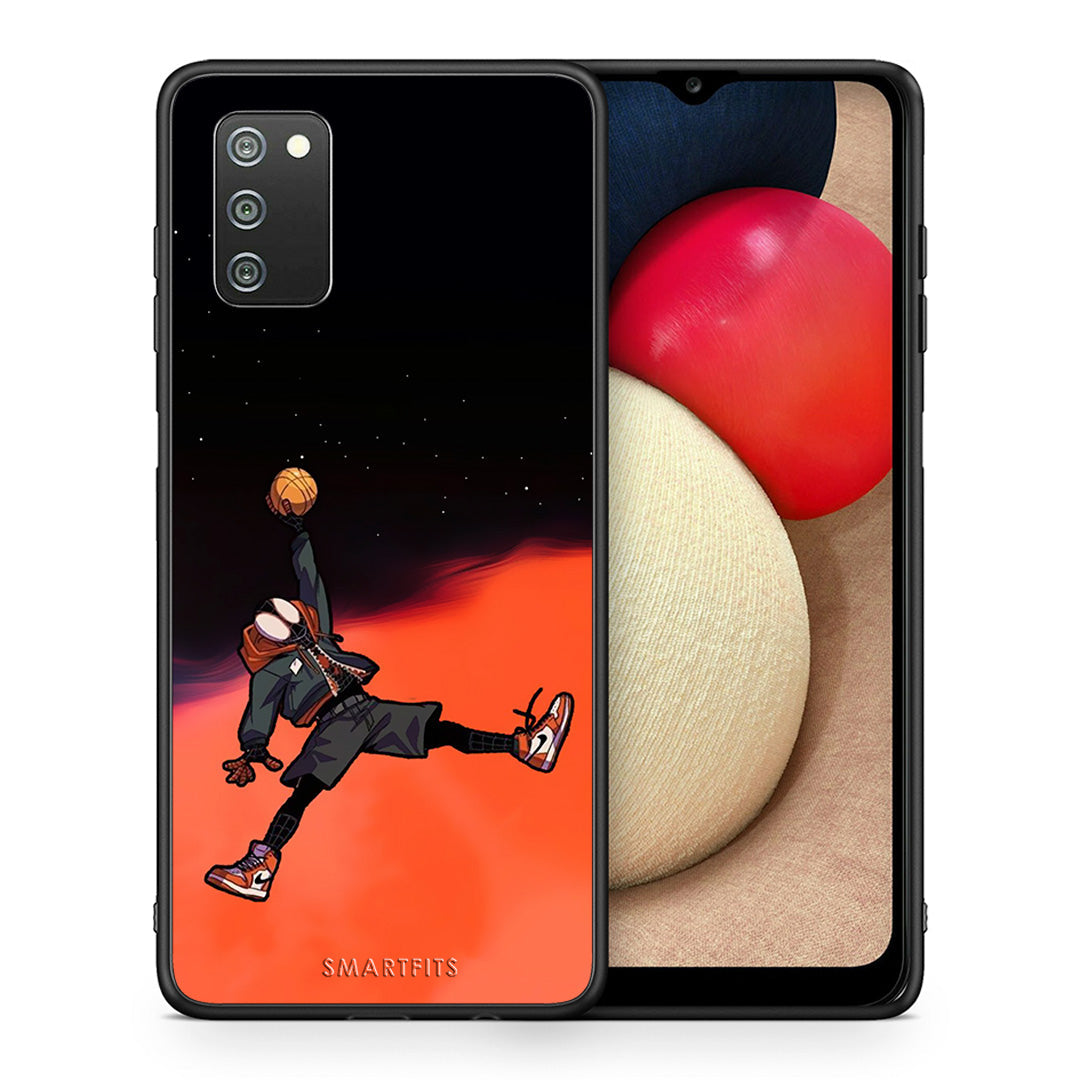 Θήκη Samsung A02s Basketball Hero από τη Smartfits με σχέδιο στο πίσω μέρος και μαύρο περίβλημα | Samsung A02s Basketball Hero case with colorful back and black bezels